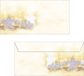 Kerst envelop Sigel 90gr DL - goud met zilveren ster 50 stuk