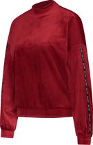 Hunkemöller Dames Nachtmode Top Velours Mock  - Rood - maat M