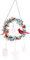 Peinture de diamants "JobaStores®" Oiseaux d'ornement de Noël suspendus dans une couronne