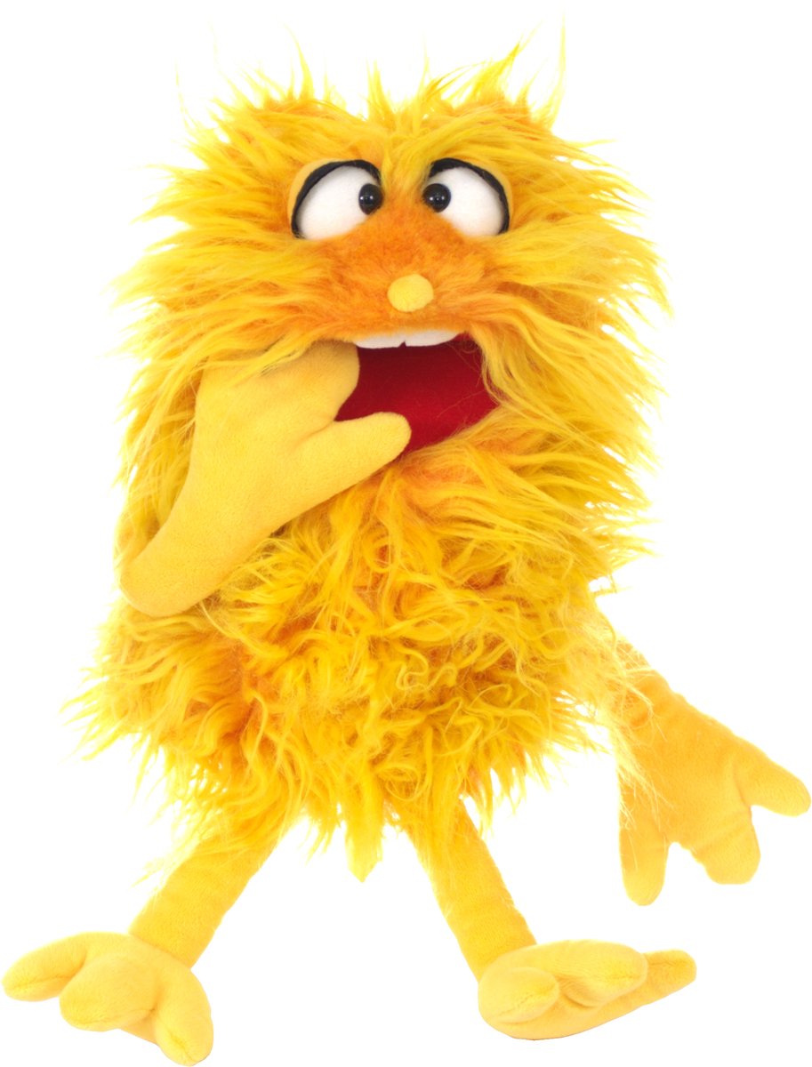 Geel Monster Schickimicki - Handpop – Het Speelatelier