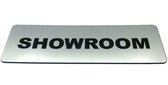Deurbordje met tekst Showroom - Deur Tekstbordje - Deur - Zelfklevend - Bordje - RVS Look - 150 mm x 50 mm x 1,6 mm - 5 jaar Garantie