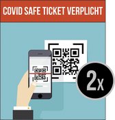 Stickers | Pictogram | Covid Safe Ticket verplicht | Corona | QR code | 22 x 25 cm | 2 stuks