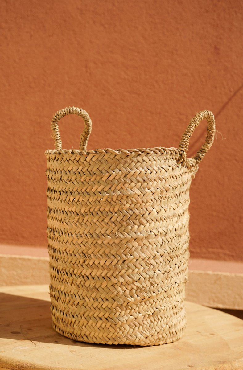 Marokkaanse mand small - rieten mand - wasmand - gevlochten mand - opbergmand - speelgoedmand