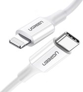 UGREEN MFi Lightning naar USB C / USB-C / USB Type C Male MFi Gecertificeerd Nylon PD Oplader Cable Voor iPhone 12/12 Mini/ 12 Pro/ 12 Pro Max/SE/ 11/11 Pro/X/XR/XS MAX/ 8/8 Plus, enz. 2 Meter - Wit