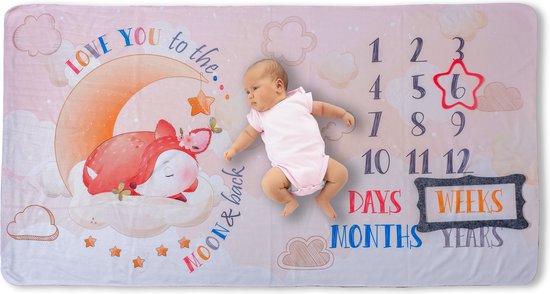 Lubna Home Baby Fotoherinnering dekenje 75x150 cm-Kraamcadeau MEISJE-ROZE