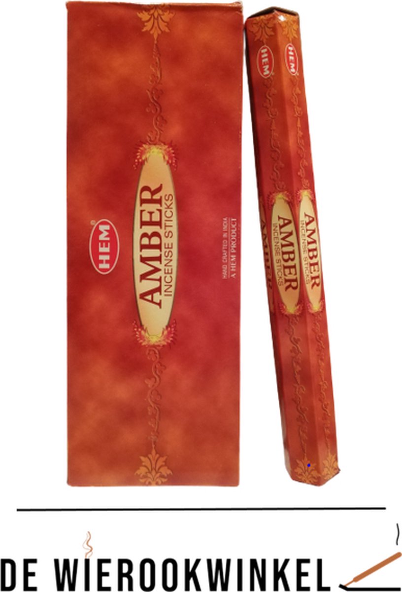 HEM De Wierookwinkel - Losse koker - Wierook - Amber - Amber Wierook - Wierookstokjes Amber - (HEM) - Wierooksticks - Incense sticks - 1 Koker - 20 Stokjes
