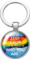 GoedeDoelen.Shop | RVS Sleutelhanger Keep Calm Rainbow | LGBTQ | Pride | Rainbow | Regenboogvlag | Sleutelring | Cadeautje