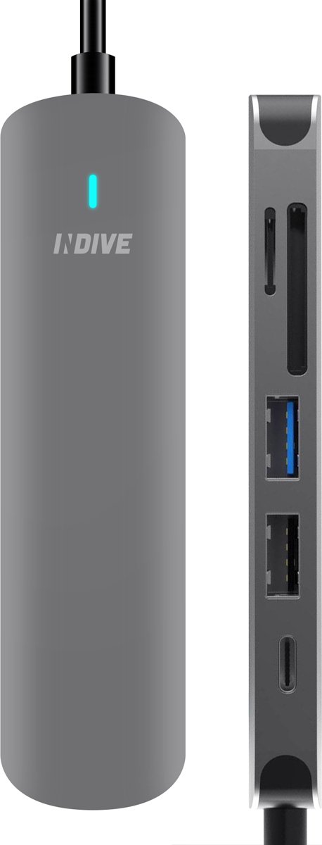 InDive USB C Hub - PRO Hub 4K HDMI - Universeel - Grijs