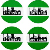 Ronde Rotterdamse onderzetters voor glazen - Rotterdam Skyline - 4 stuks