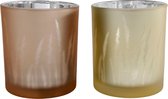 Dulaire Waxinelichthouder Glas Bruin en Beige 2 st. - 8 cm