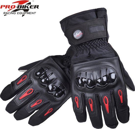 Motorhandschoenen Zwart Rood - Winter - Waterproof - Windproof - Touchscreen - Maat M