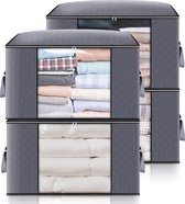 Opbergtas - Kleding Opbergen in kast met Stevige Ritssluiting, Transparant Venster - voor Kleding Dekbedden Handdoeken en Dekens - 90L - 4 stuks