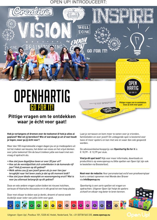 Openhartig Go For It! - Gespreksstarter - Open Up!