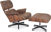 Lounge Chair + Hocker - XL - Vintage Bruin - Fauteuil - Palissander - Set