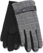 Handschoenen Geruit - Unisex - One Size - Touchscreen Tip - Grijs