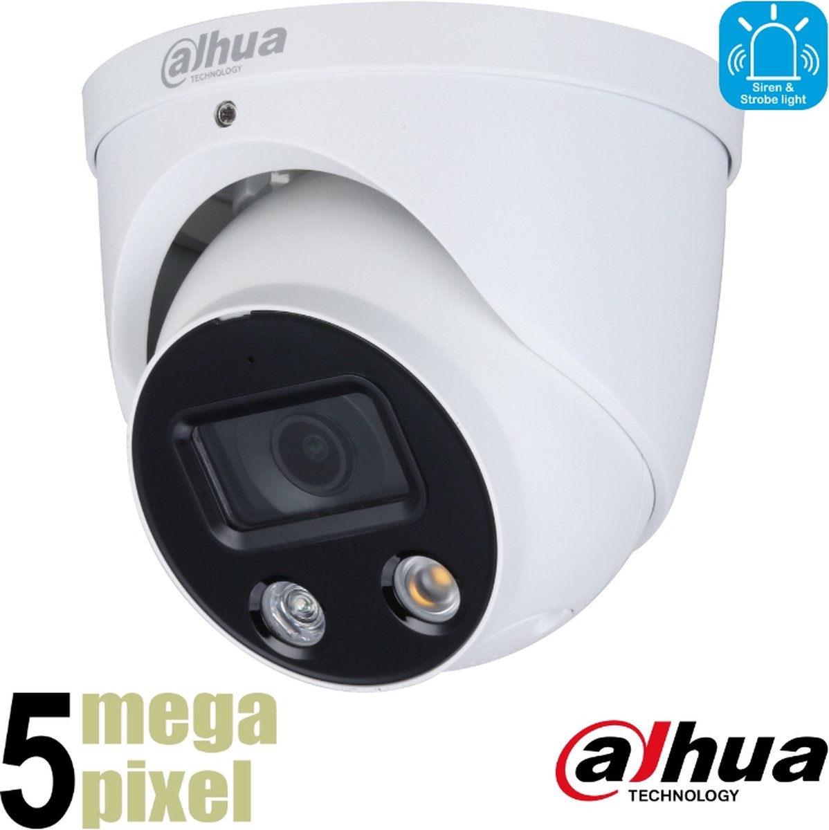Dahua full color WizSense dome camera - 5 megapixel - microfoon en speaker - D2689 IPC-HDW3549HP-AS-PV