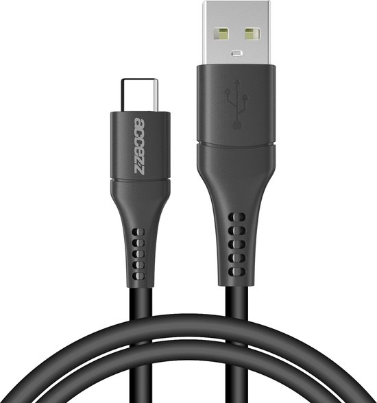 Accezz Kabel - USB C naar USB A Kabel - 1 meter - Snellader & Datasynchronisatie - Oplaadkabel - Zwart