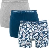 Björn Borg essential 3P basic oak leaves blauw & grijs - M