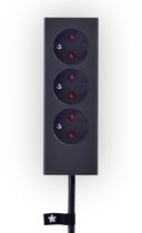 Plug 3 -  Stijlvolle Stekkerdoos - Hoogwaardige Stalen Behuizing (Duurzaam) - Bekroond Met Design Award - (Klassiek)Zwart