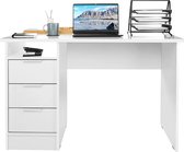 LUXGOODS Computerbureau met 3 laden, houten bureau voor werken/schrijven/gamen, Zeer stabiel, uitvoerende tafel bureau voor thuis en op kantoor, moderne eenvoudige stijl