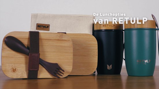 Retulp Lunchbox Off White - Lunchbox - Boîte à pain - Spork - Bamboe - Wit