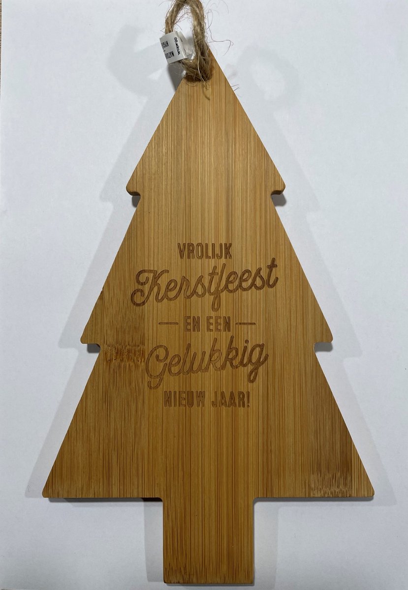Borrelplankje kerst met tekst Vrolijk kerstfeest en een gelukkig nieuw jaar!