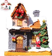 MIFOR® Kerstdorp - Kersthuisje 14 cm met LED-verlichting - Kerstboompje - Kerstman
