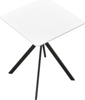 Eettafel - Geschikt voor 2 personen - MDF & metaal - Afmeting (LxBxH) 60 x 60 x 75 cm - Kleur wit & zwart