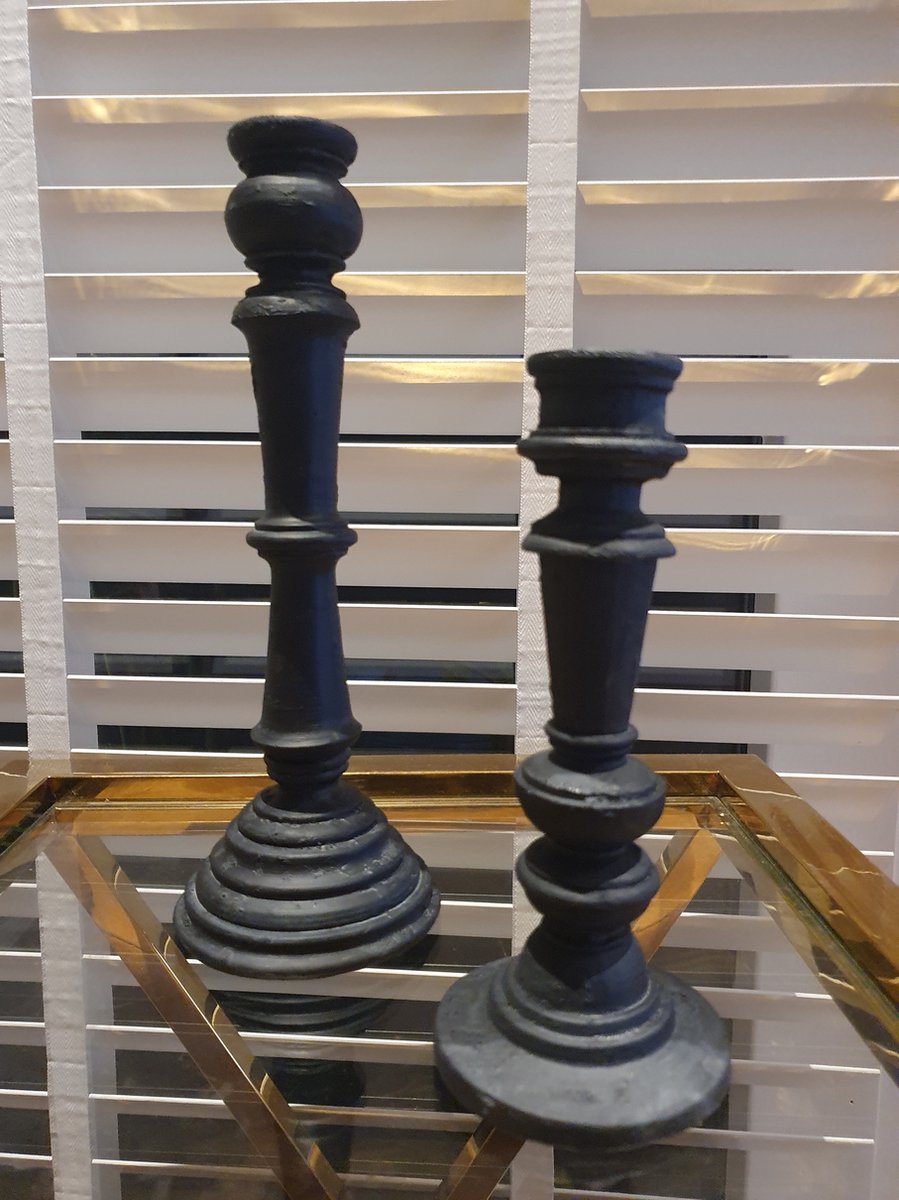 4 Stuks Zwarte Kaarsenhouder,9,8 cm Ronde Kaarsenbord,Zwarte Ijzeren