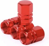 TT-products ventieldopppen hexagon red aluminium 4 stuks rood