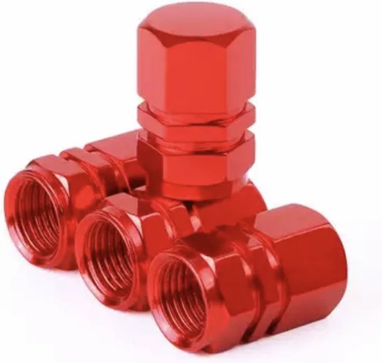 Foto: Tt products ventieldopppen hexagon red aluminium 4 stuks rood