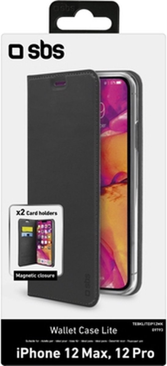 Apple iPhone 12 Hoesje - SBS - Wallet Lite Serie - Kunstlederen Bookcase - Zwart - Hoesje Geschikt Voor Apple iPhone 12
