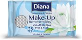 Diana Make Up Oogschaduw Remover Blue - Waterproof - Gezichtsreinigingsdoekjes 3 x 25 stuks