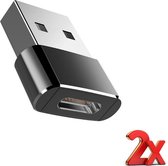 Hozard® 2 Stuks Usb -C Naar USB Adapter - OTG Converter USB 3.0 - USB C to USB A HUB - Verloop - Zwart
