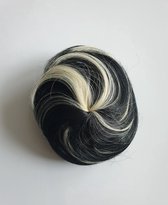 Haarstuk Knot Messy Bun scrunchie Elegant stijl Zwart met Wit Blonde Highlights