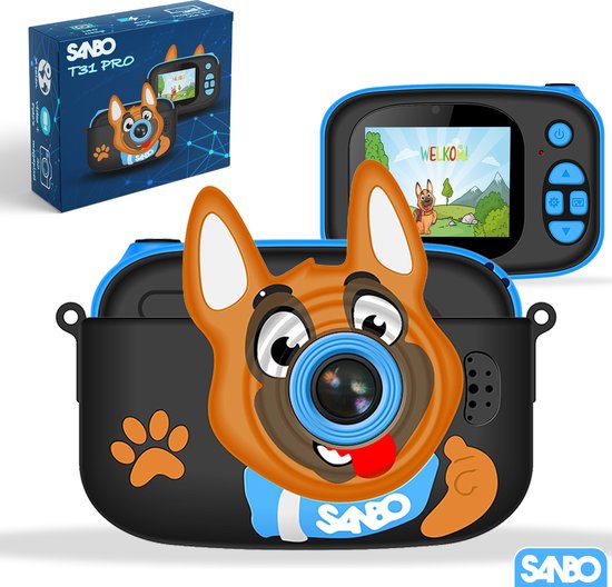 Sanbo T31 Pro Kindercamera - Blauw / Zwart - Incl. 32Gb Sd-Kaart en Reader – Fototoestel Kinderen – Vloggen - Speelcamera - Digitaal