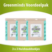 Greenminds | 3 x 3 Duurzame Huishouddoekjes | 38 x 28 cm | 9 stuks | Duurzaam | Eco Viscose | Ecologische/milieubewuste huishoudelijke producten