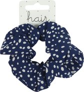 Scrunchie Haarelastiek Viscose - Navy met Witte Stippen