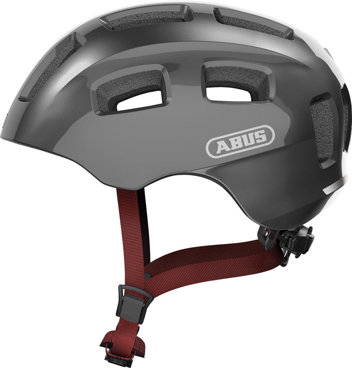 ABUS fietshelm Youn-I 2.0 - met licht voor kinderen, tieners en jongvolwassenen - voor meisjes en jongens - titanium (glanzend), maat S