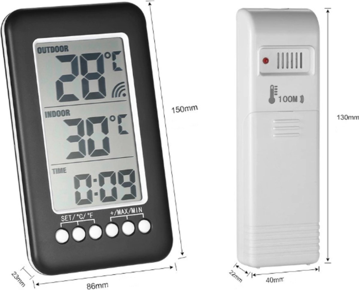 Temperatuurmeter - Weerstation - Met Buitensensor - Draadloos Binnen
