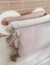Marokkaanse Pompom Kussens - 60*40 - Taupe - Marrakech