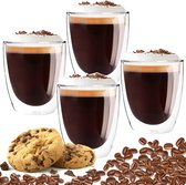 Luxe Dubbelwandige Koffieglazen - Latte Macchiato Glazen - Cappuccino Glazen - 300 ML - Set Van 4