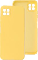 Hoogwaardige Siliconen back cover case - Geschikt voor Samsung Galaxy A22 5G - TPU hoesje Geel (2mm dik) stevig back cover