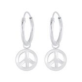Joy|S - Zilveren Peace bedel oorbellen - oorringen
