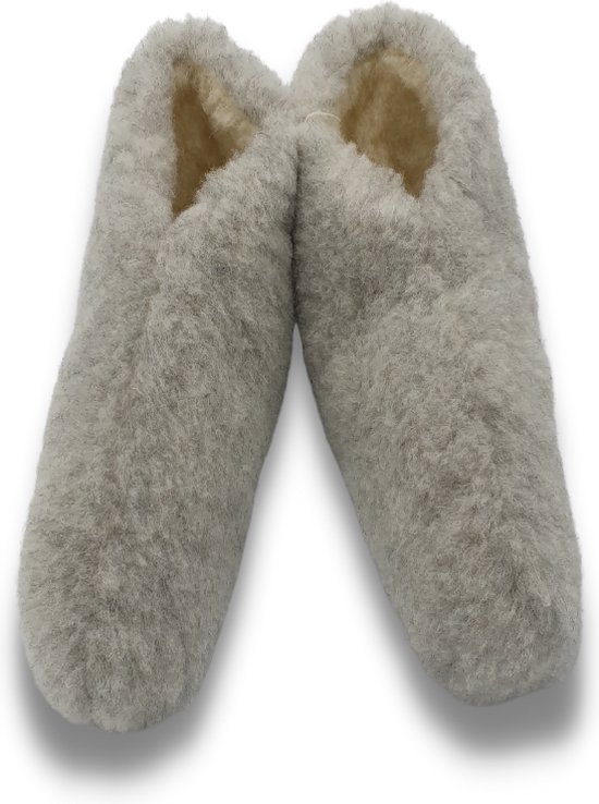 chaussons en laine Chaussons 100% laine - modèle bas gris - taille 40