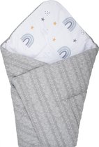 Bubaba wikkeldeken - Wikkeldoek - Draagdoek 2 in 1 Grey Rainbow  (0-6mnd)