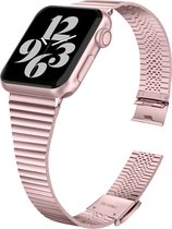 Geschikt voor Apple Watch bandje 38 / 40 / 41 mm - Series 1 2 3 4 5 6 7 8 SE - Smartwatch iWatch horloge band - 38mm 40mm 41mm - Fungus - RVS metaal - Streep smal - Roze