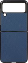 Samsung Galaxy Z Flip 3 hoesje - MobyDefend Carbonlook Backcover - Blauw - GSM Hoesje - Telefoonhoesje Geschikt Voor: Samsung Galaxy Z Flip 3