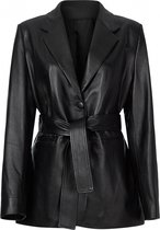 zoe karssen - dames -  ande leren blazer met riem -  zwart - s