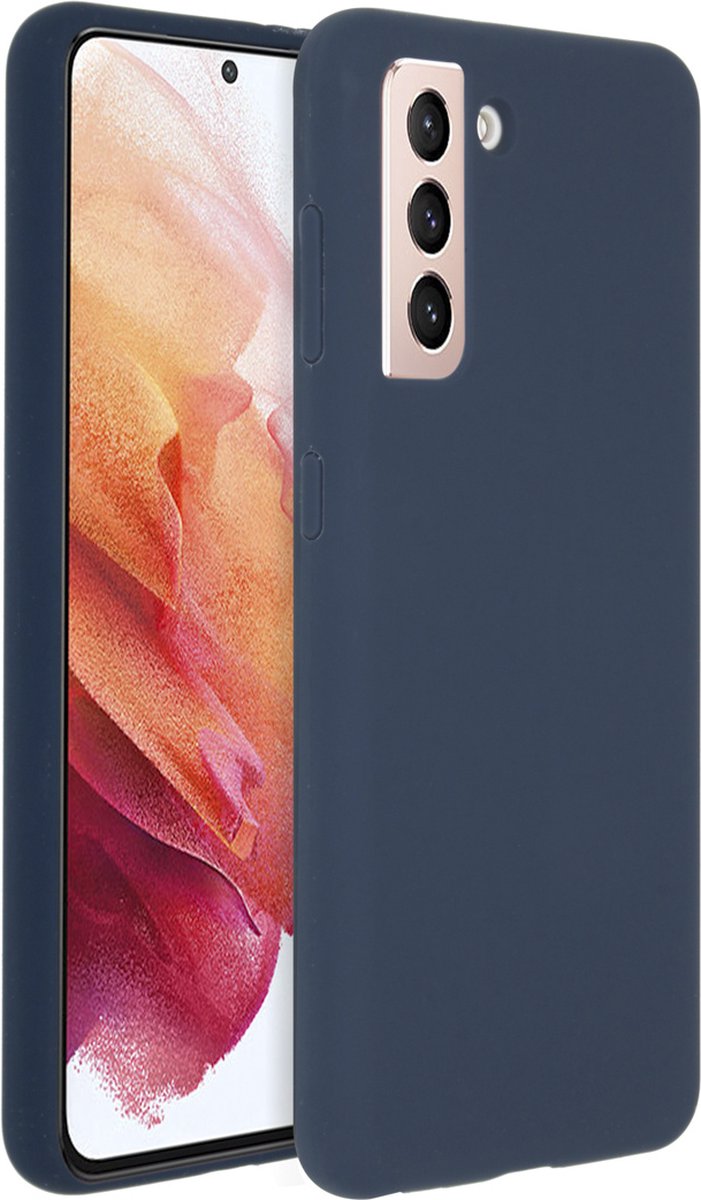 Accezz Hoesje Geschikt voor Samsung Galaxy S21 Hoesje Siliconen - Accezz Liquid Silicone Backcover - Donkerblauw